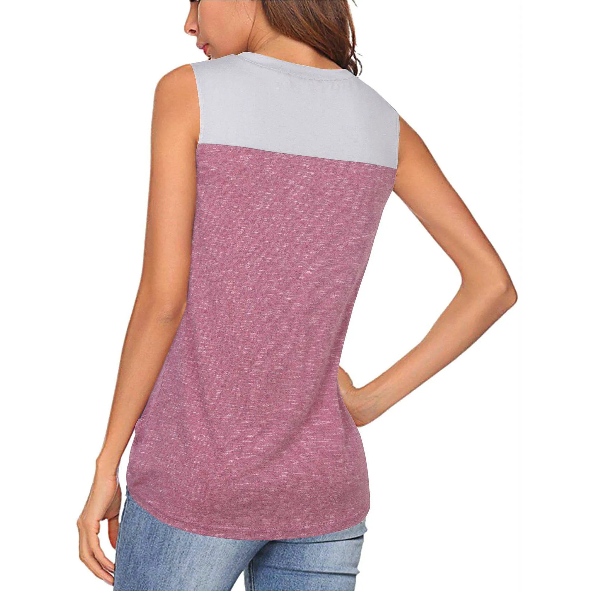 Women's Casual Henley V Neck Tank Tops Sleeveless Workout Shirts with Twist Knot