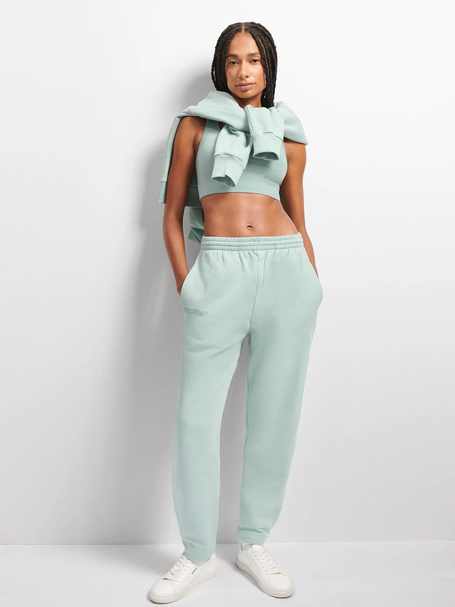 Womens DNA Barrel-Leg Track Pants—eucalyptus blue