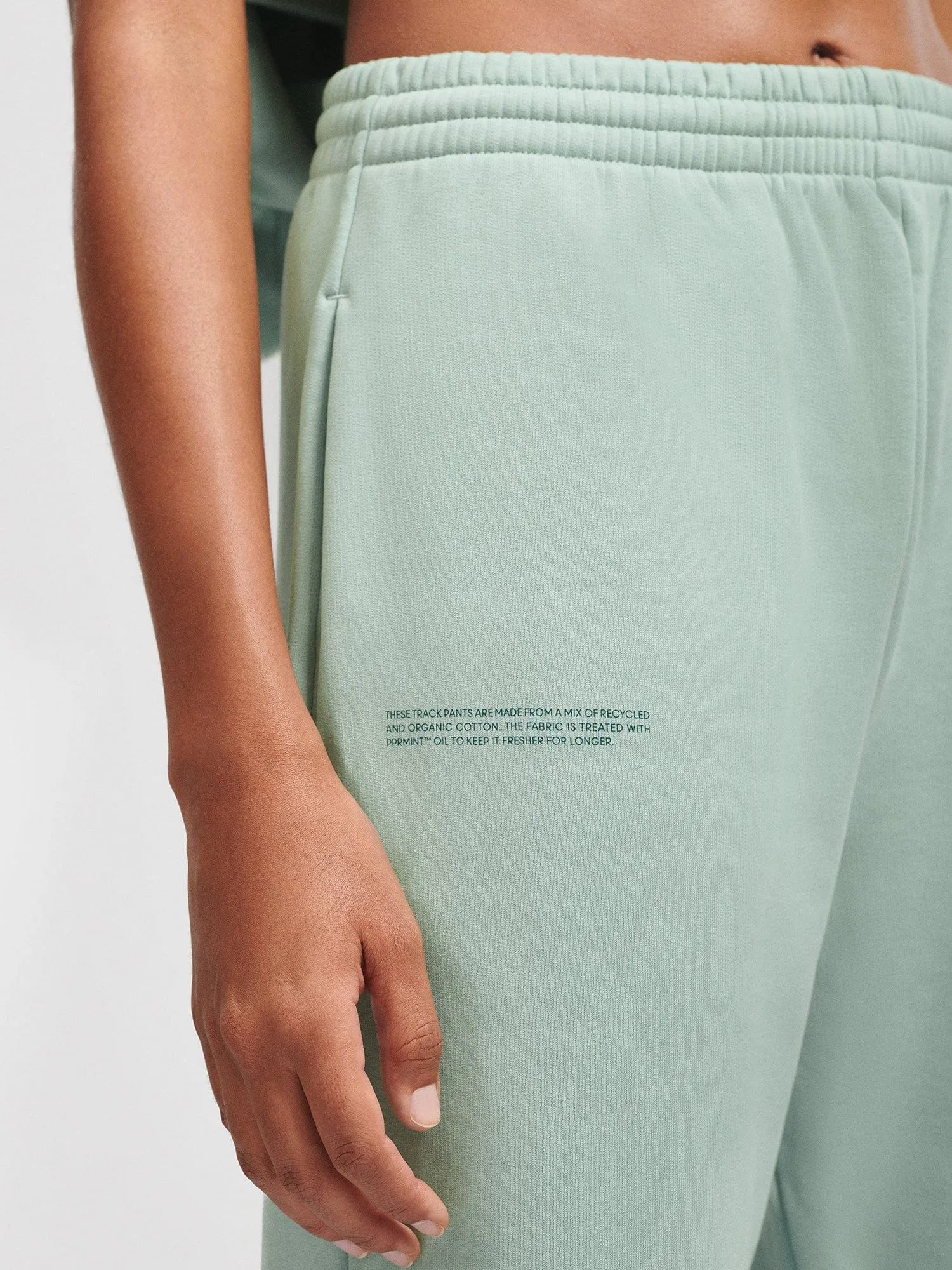 Womens DNA Barrel-Leg Track Pants—eucalyptus blue