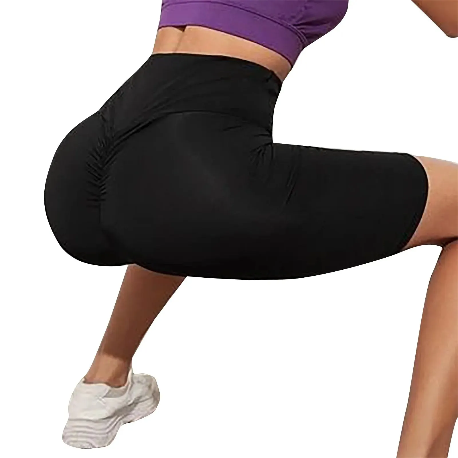 Women's Solid Color Hip Lift Short Pants for Yoga Fitness