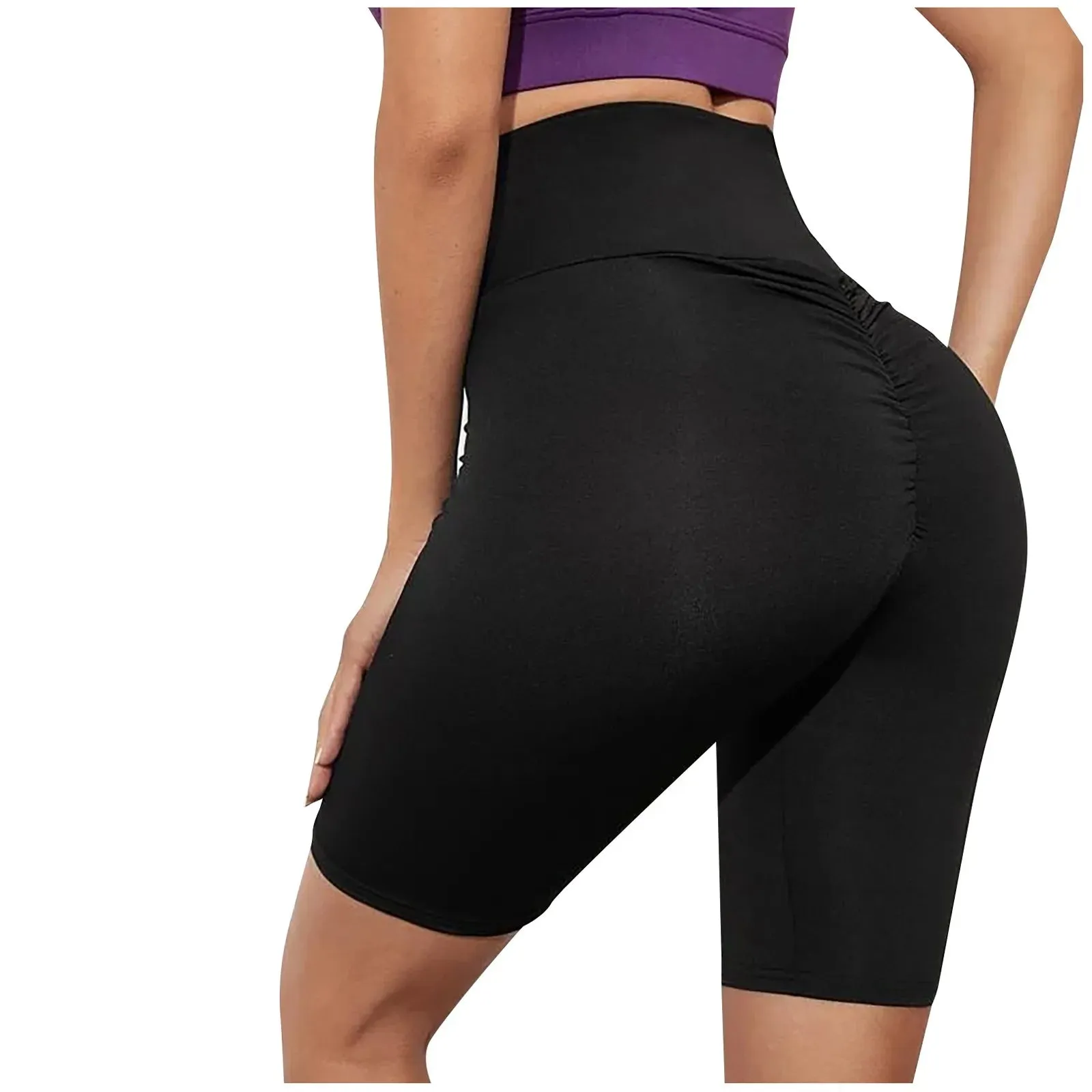 Women's Solid Color Hip Lift Short Pants for Yoga Fitness