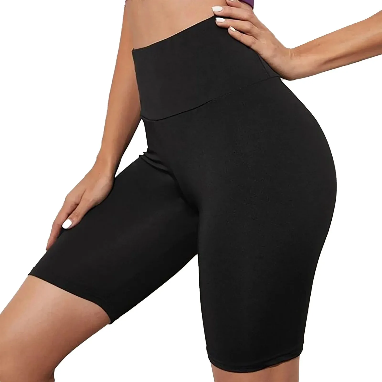 Women's Solid Color Hip Lift Short Pants for Yoga Fitness