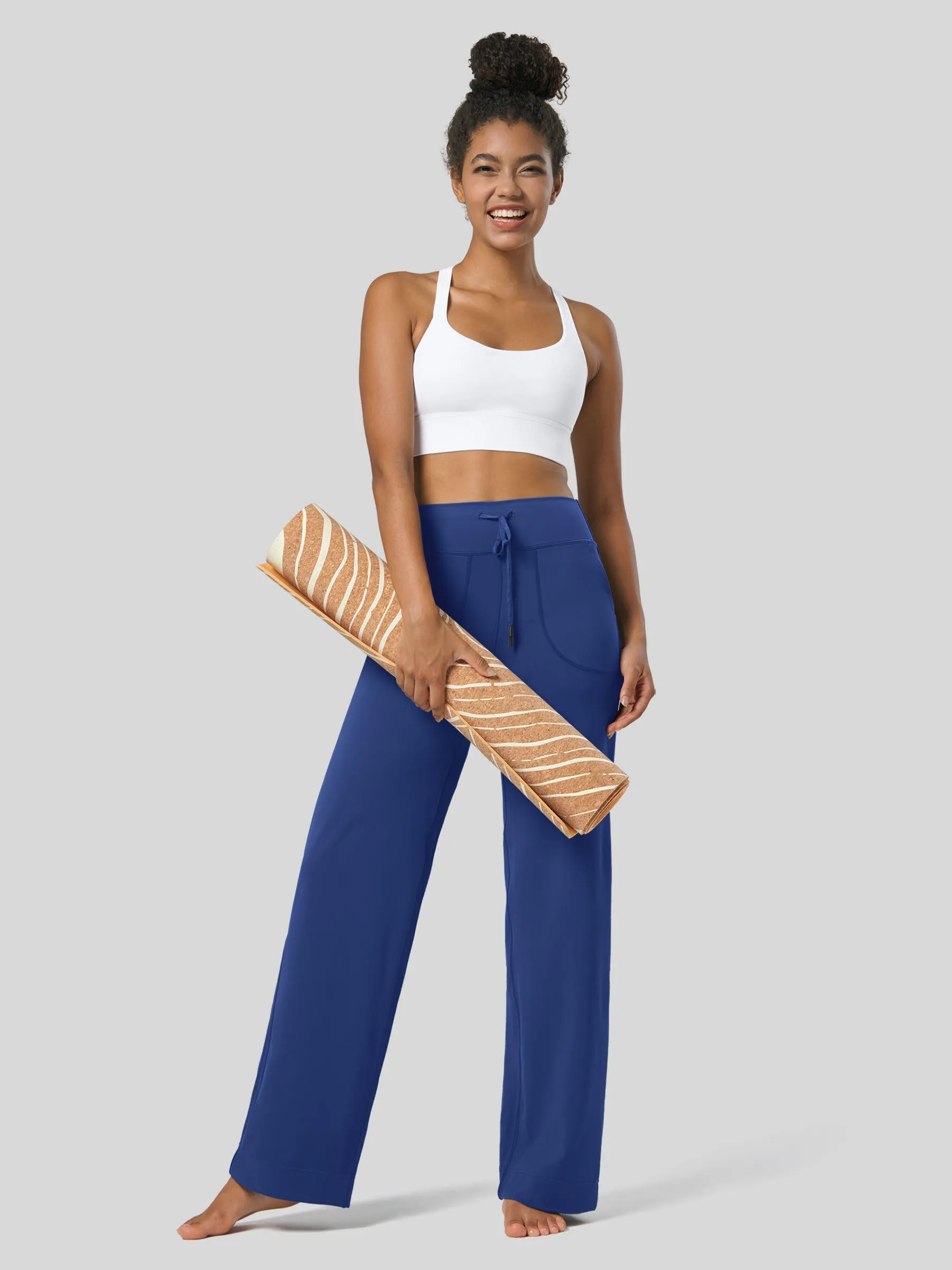 Women's Wide Leg Drawstring Yoga Pants 29 Inch