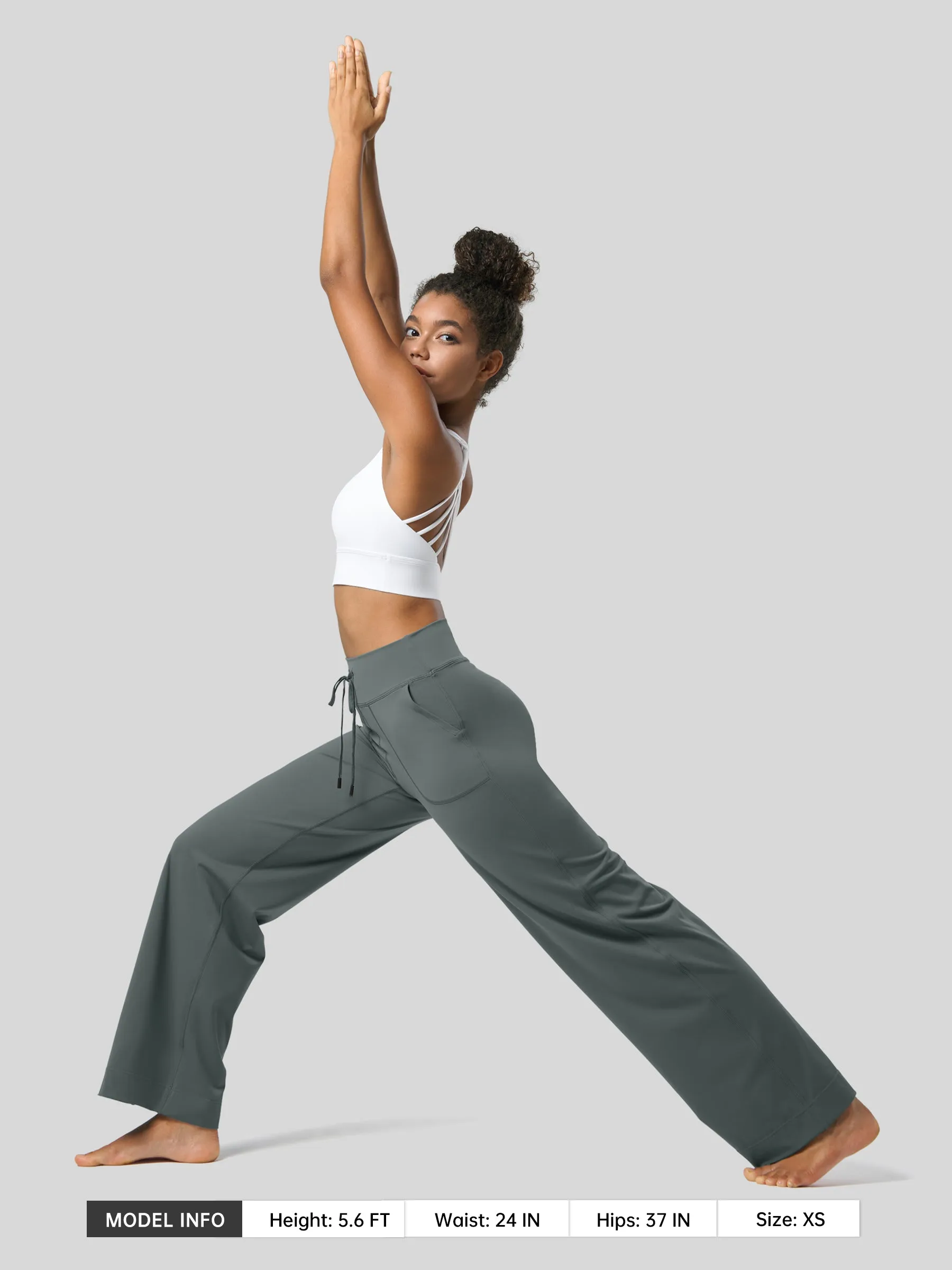 Women's Wide Leg Drawstring Yoga Pants 29 Inch