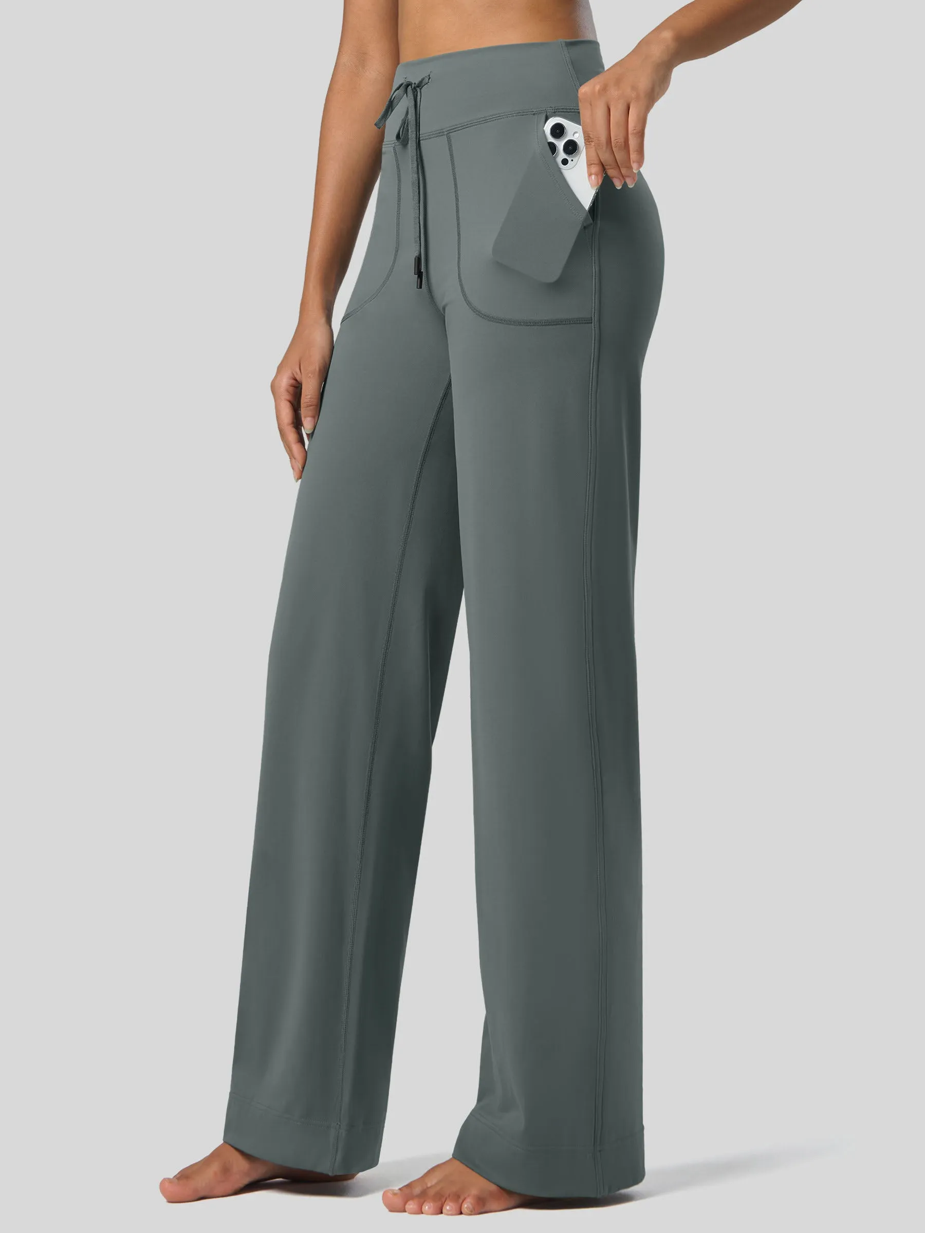 Women's Wide Leg Drawstring Yoga Pants 29 Inch