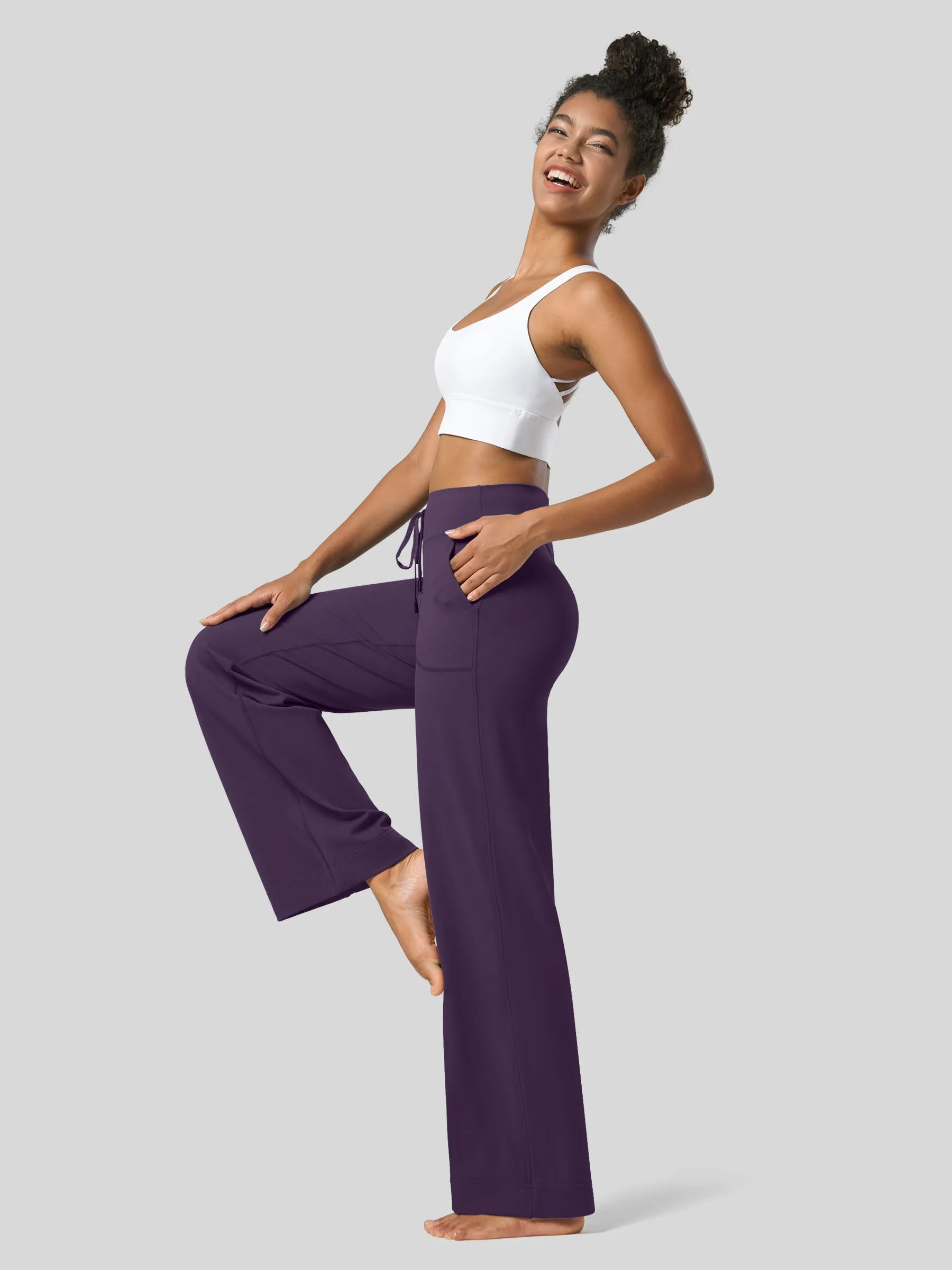 Women's Wide Leg Drawstring Yoga Pants 29 Inch
