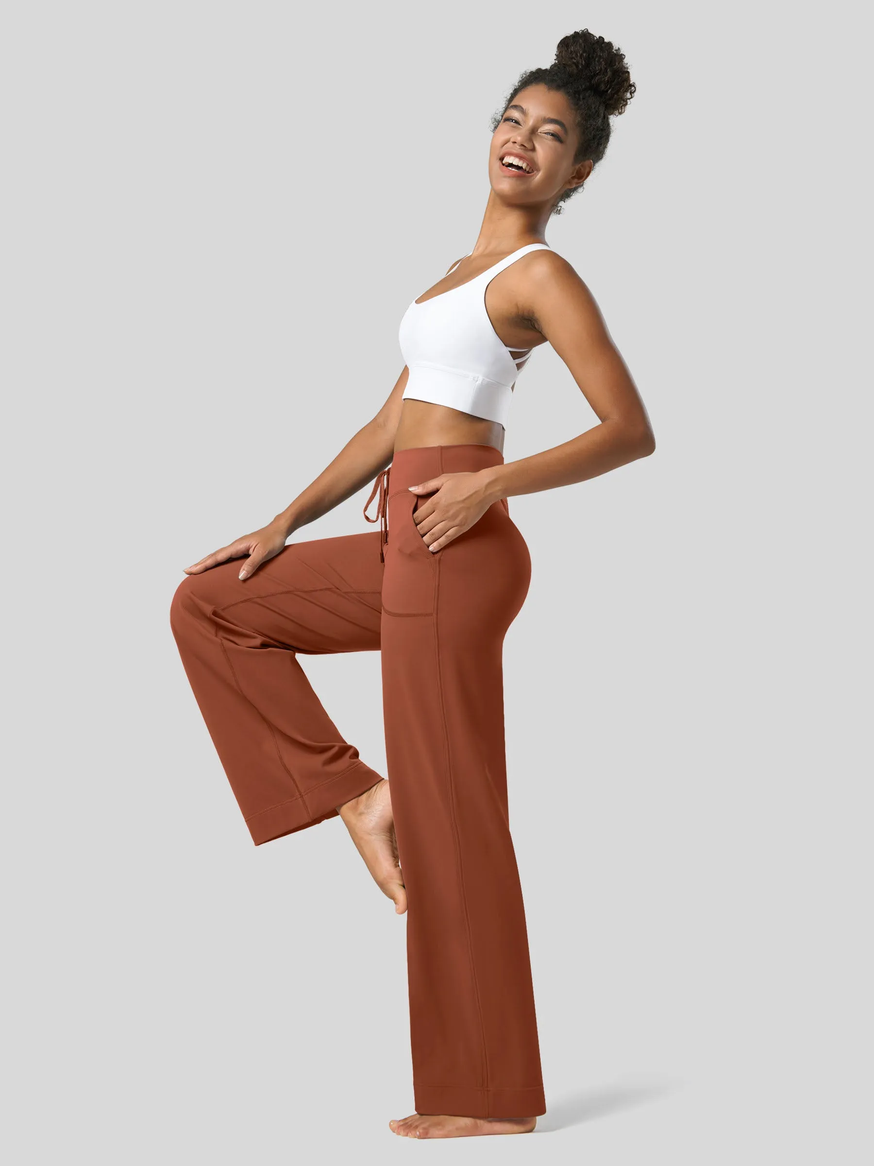 Women's Wide Leg Drawstring Yoga Pants 29 Inch