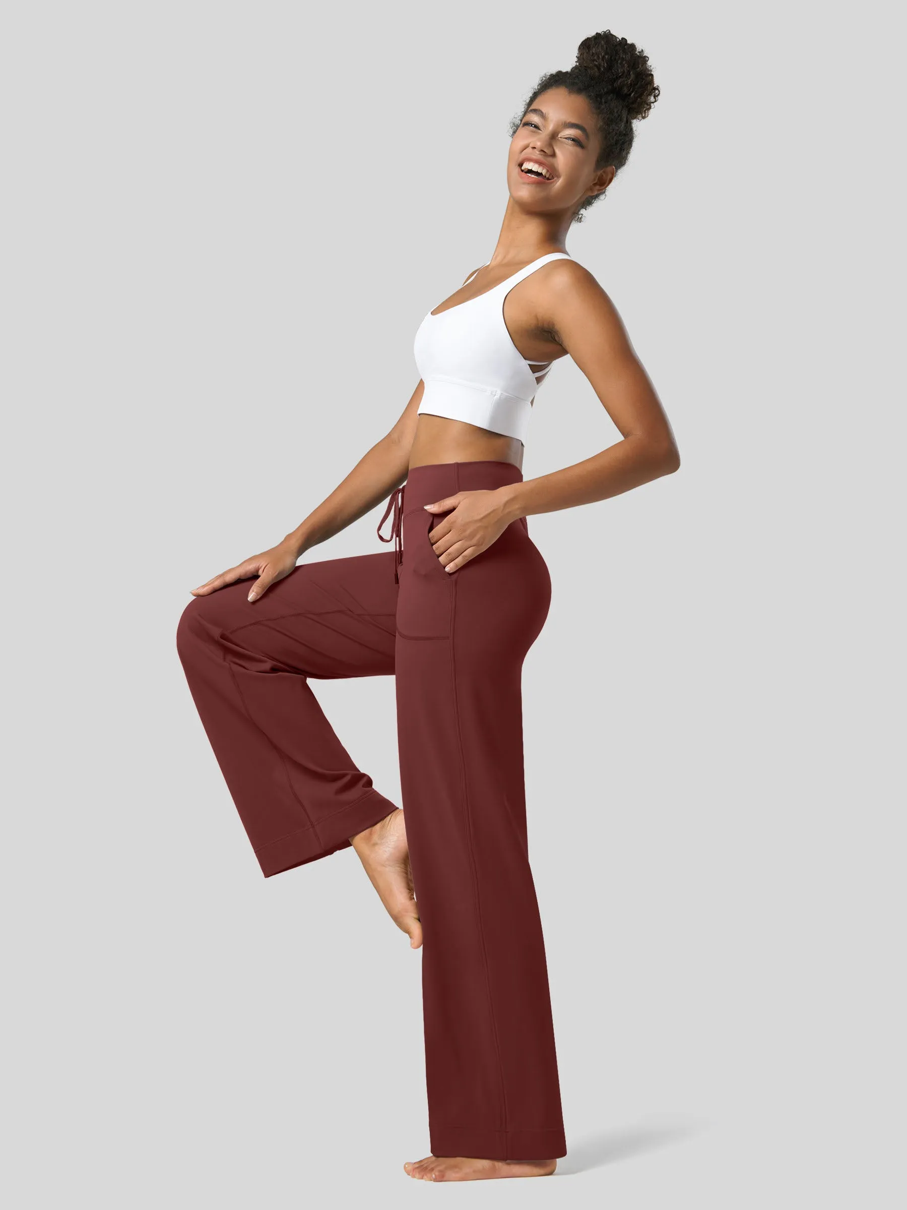 Women's Wide Leg Drawstring Yoga Pants 29 Inch