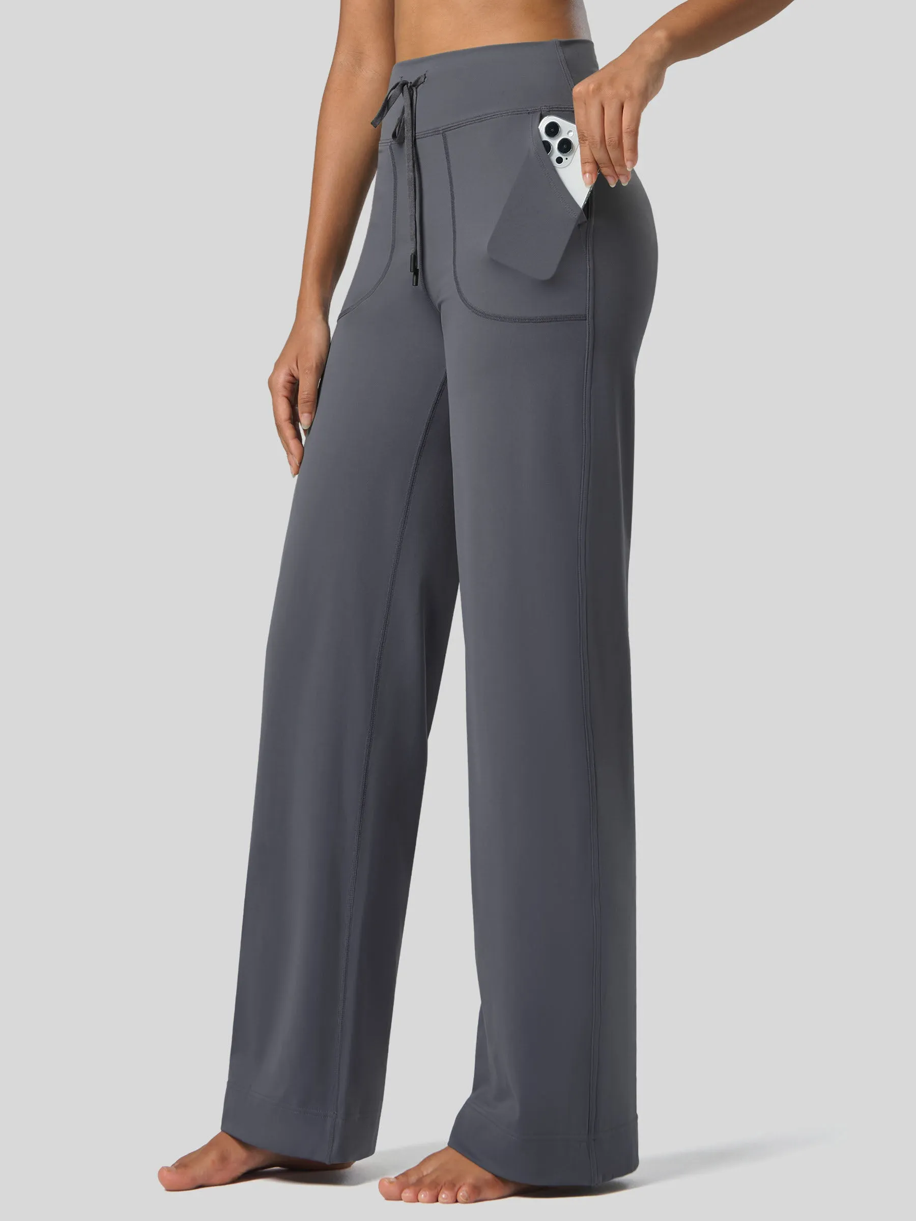 Women's Wide Leg Drawstring Yoga Pants 29 Inch