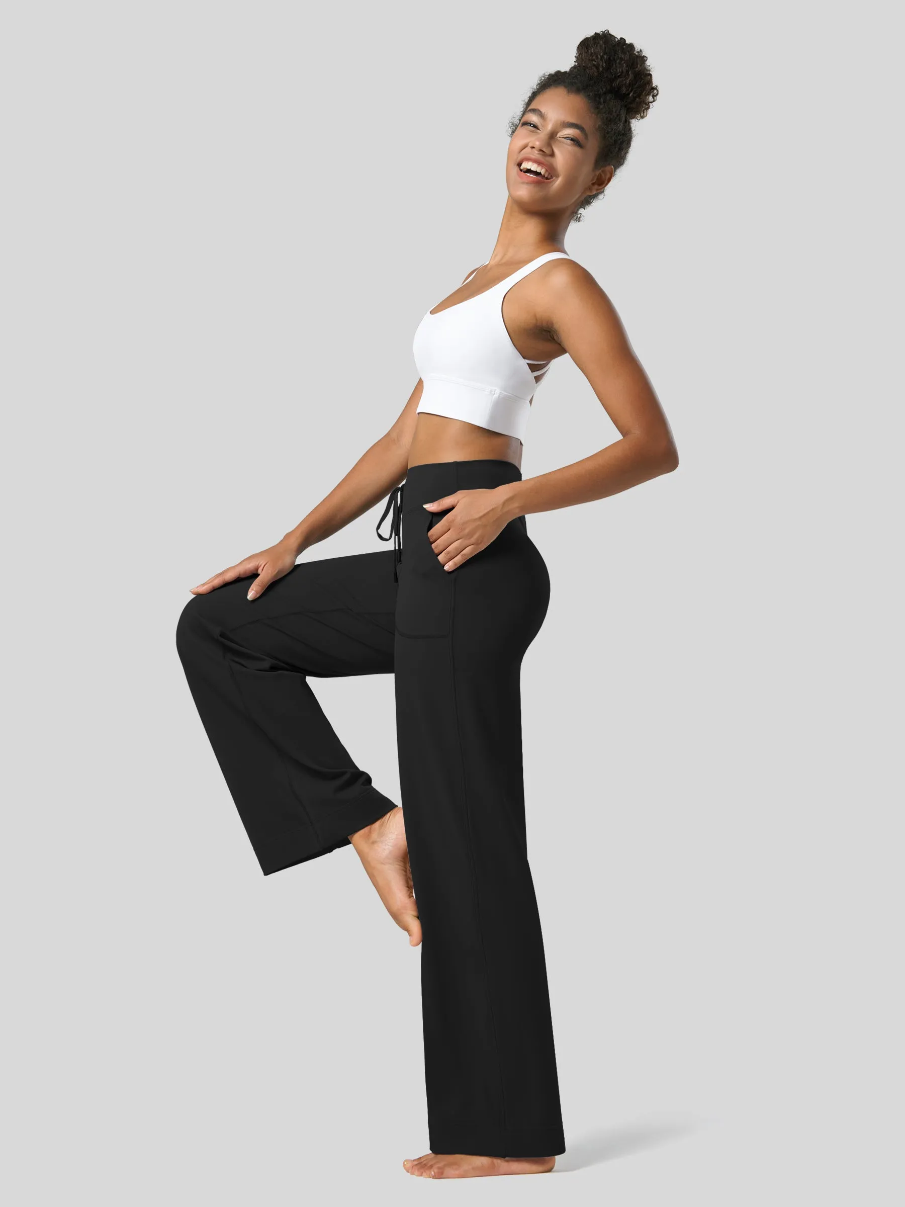 Women's Wide Leg Drawstring Yoga Pants 29 Inch