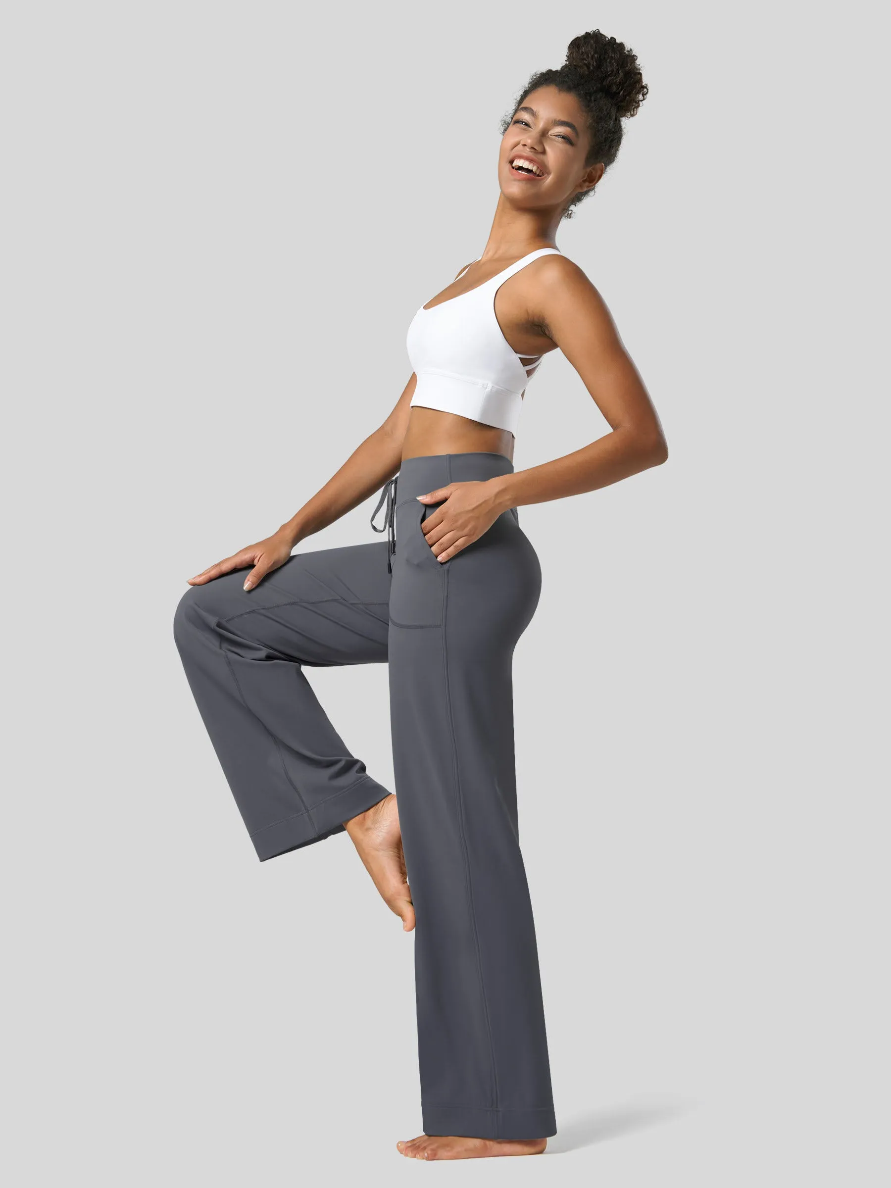 Women's Wide Leg Drawstring Yoga Pants 29 Inch