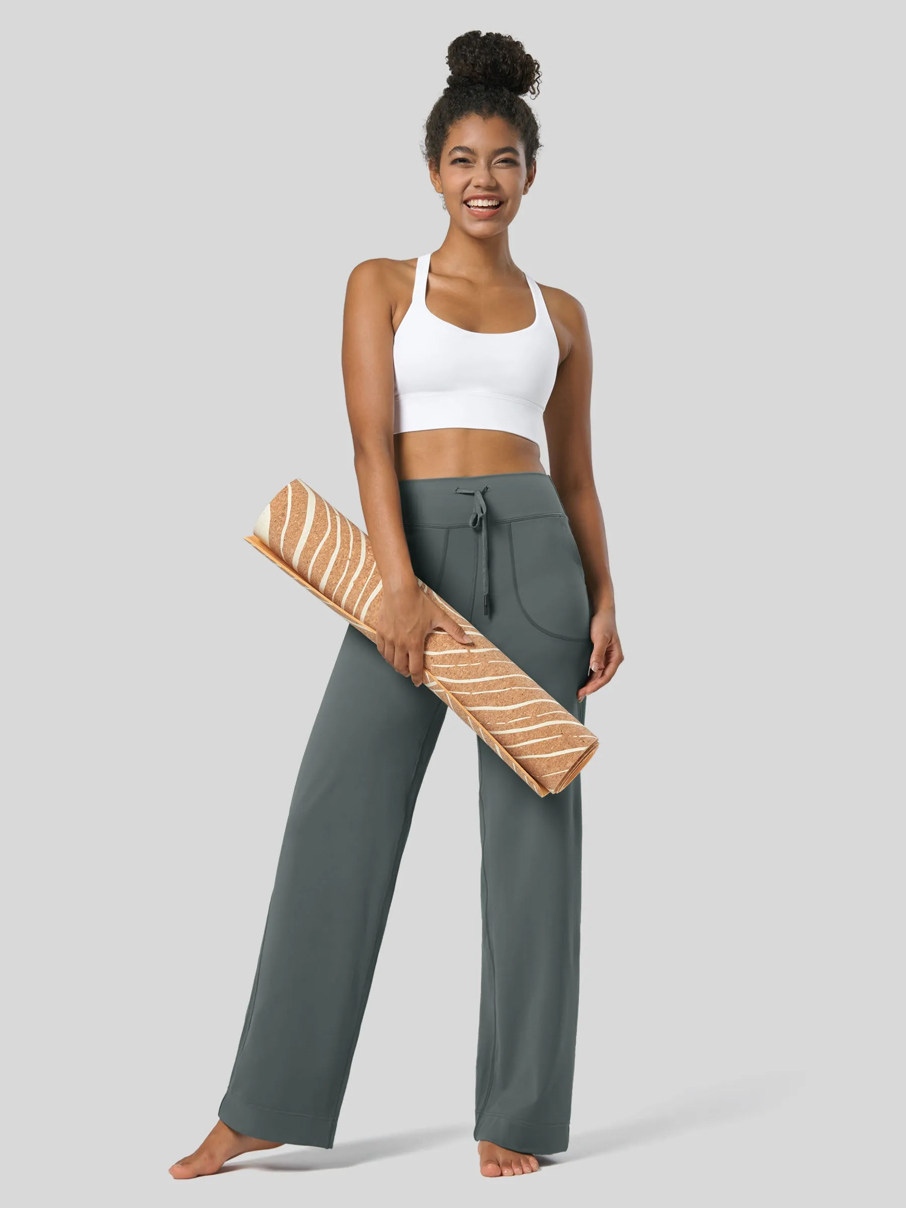 Women's Wide Leg Drawstring Yoga Pants 29 Inch