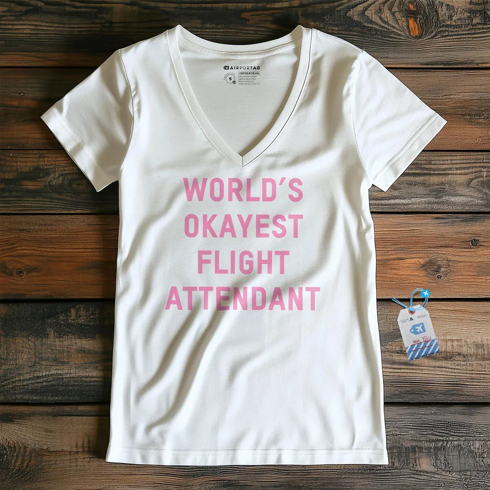 World's Okayest Flight Attendant - Women's V-Neck T-Shirt