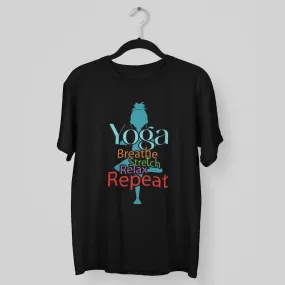 Yoga Breathe stretch Relax Repeat Round Neck Half Sleeve Classic T-Shirt