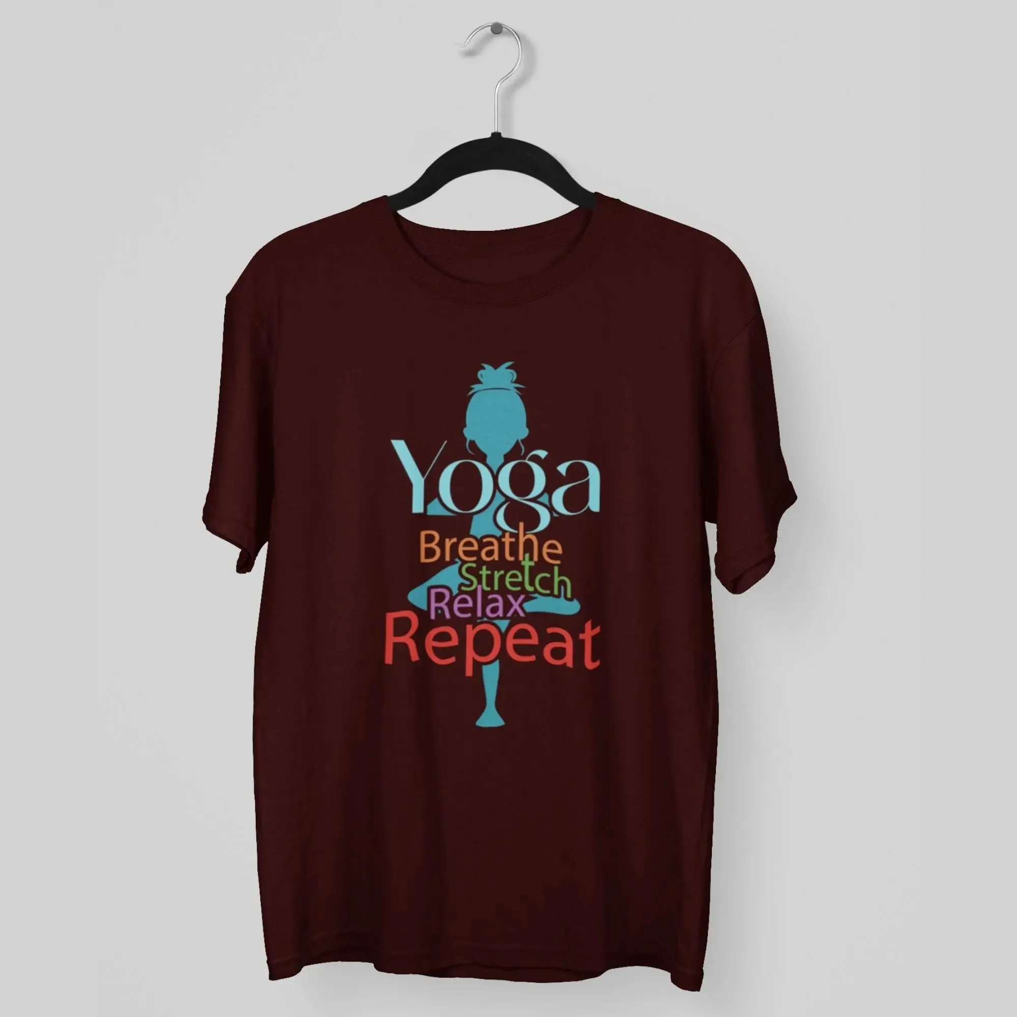 Yoga Breathe stretch Relax Repeat Round Neck Half Sleeve Classic T-Shirt