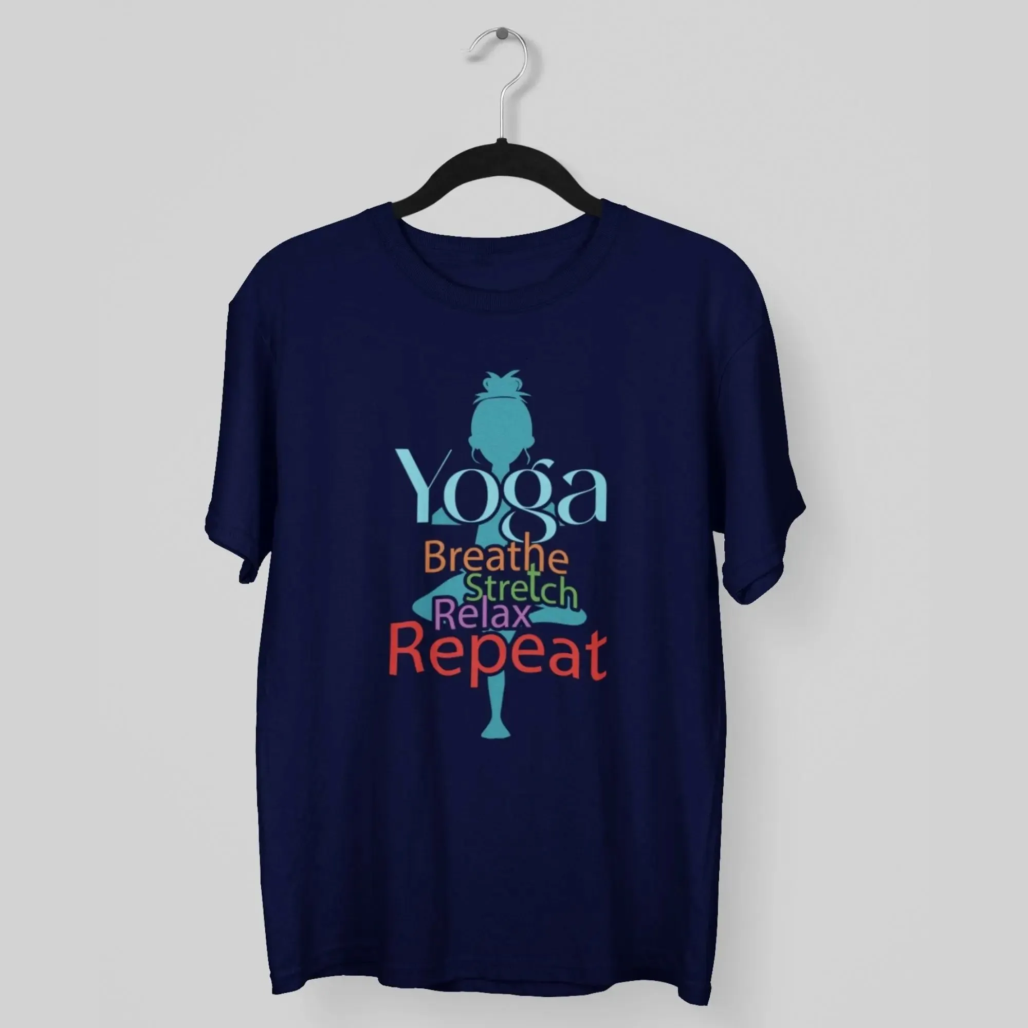 Yoga Breathe stretch Relax Repeat Round Neck Half Sleeve Classic T-Shirt