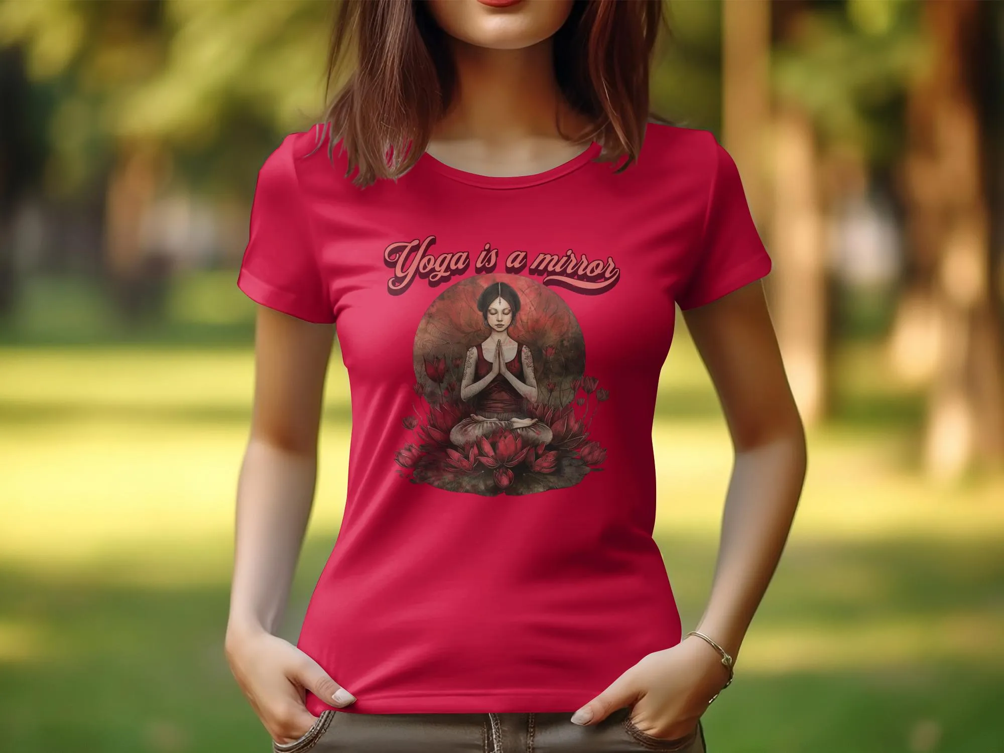 Yoga is a Mirror Tee, Yoga Design T-Shirt, Zen Tee,Womens Yoga Top, Meditative Practice Shirt, Spiritual Clothing, Casual Yoga Wear #22