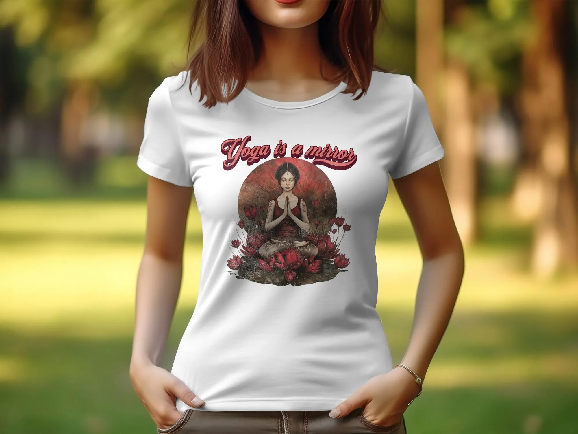 Yoga is a Mirror Tee, Yoga Design T-Shirt, Zen Tee,Womens Yoga Top, Meditative Practice Shirt, Spiritual Clothing, Casual Yoga Wear #22