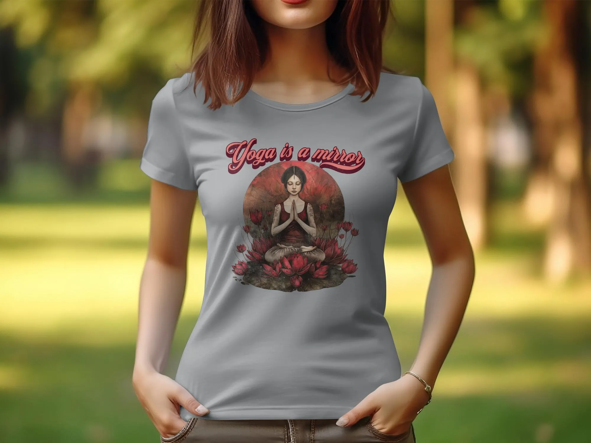 Yoga is a Mirror Tee, Yoga Design T-Shirt, Zen Tee,Womens Yoga Top, Meditative Practice Shirt, Spiritual Clothing, Casual Yoga Wear #22
