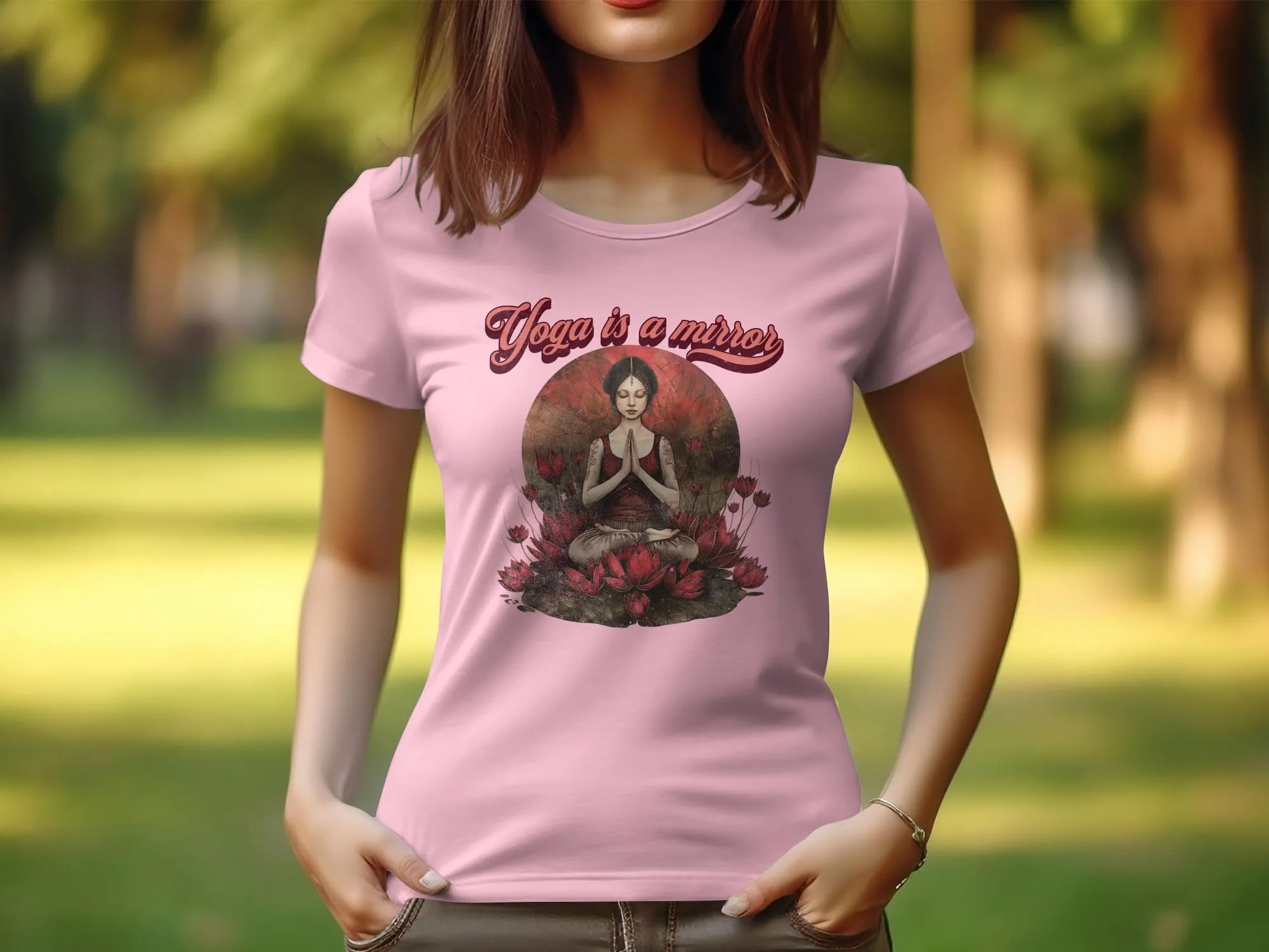 Yoga is a Mirror Tee, Yoga Design T-Shirt, Zen Tee,Womens Yoga Top, Meditative Practice Shirt, Spiritual Clothing, Casual Yoga Wear #22