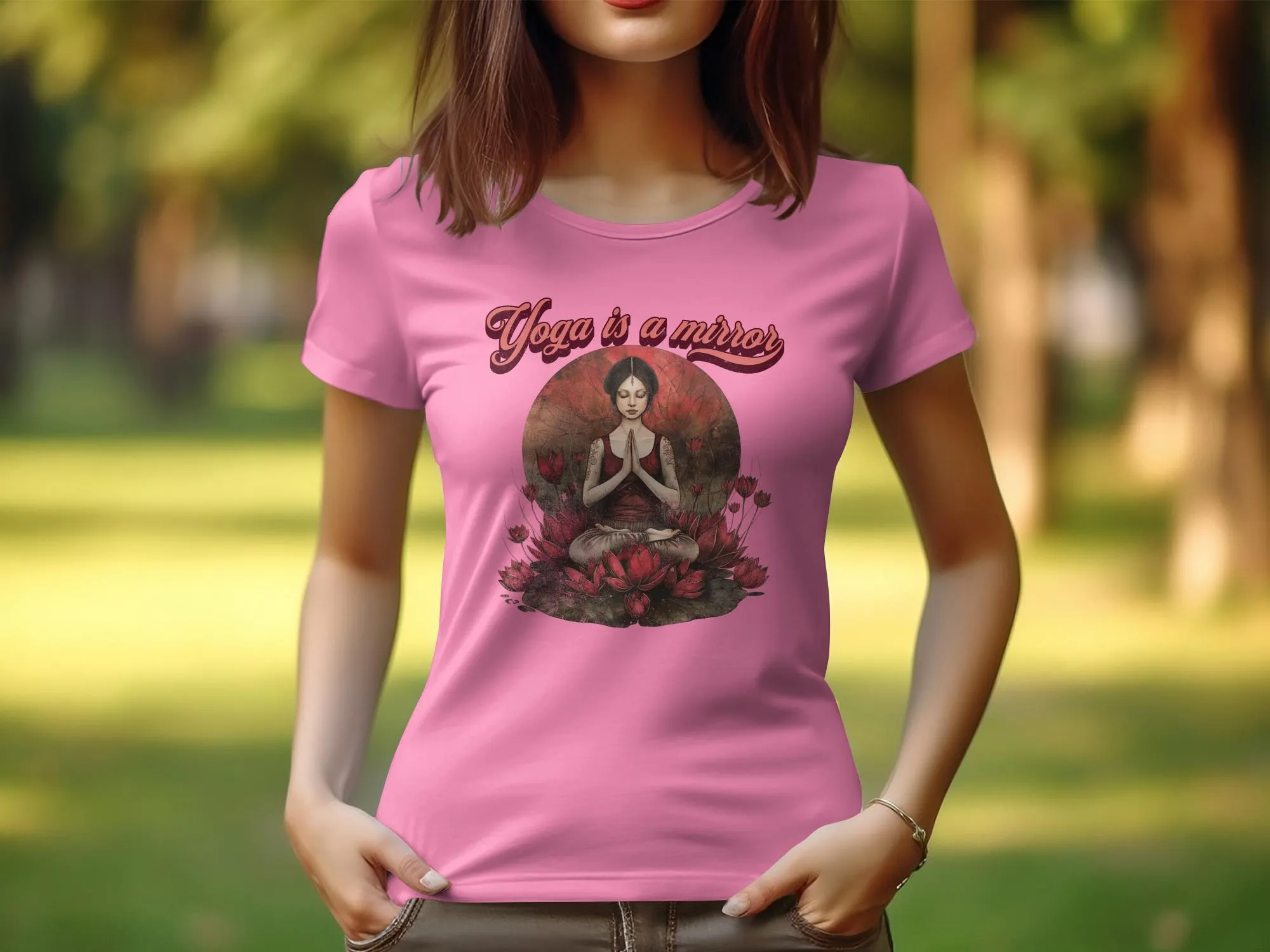 Yoga is a Mirror Tee, Yoga Design T-Shirt, Zen Tee,Womens Yoga Top, Meditative Practice Shirt, Spiritual Clothing, Casual Yoga Wear #22
