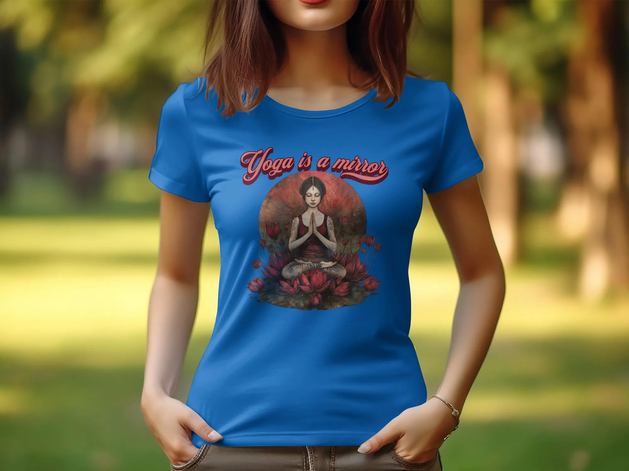 Yoga is a Mirror Tee, Yoga Design T-Shirt, Zen Tee,Womens Yoga Top, Meditative Practice Shirt, Spiritual Clothing, Casual Yoga Wear #22
