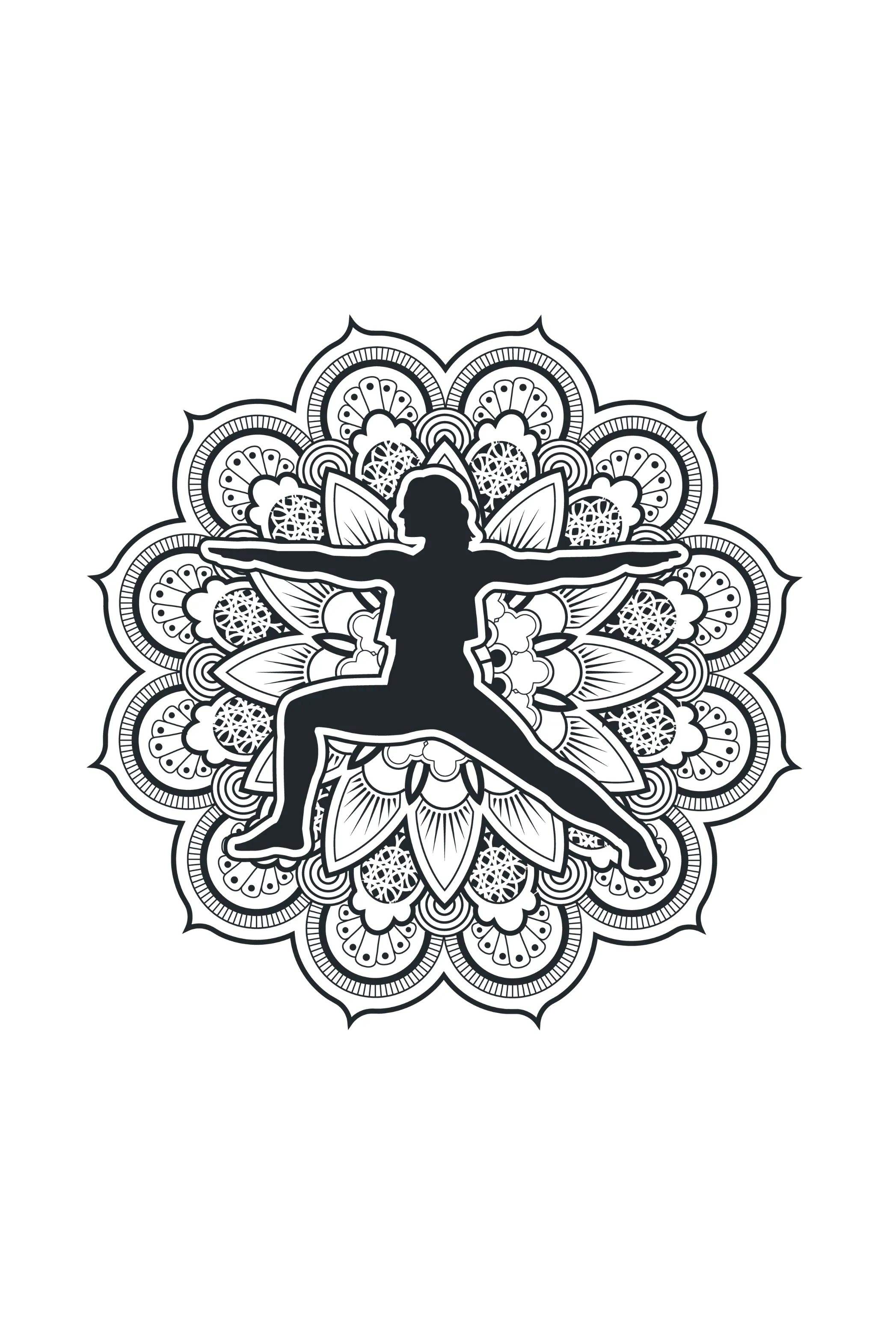 Yoga Pose Mandala Printed Scoop Neck T-shirt for women