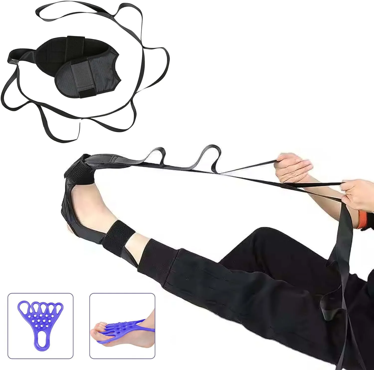 Yoga Stretch Strap Improves Strength and Relief to Heel Spurs, Calf, Thigh and Hip(Bulk 3 Sets)